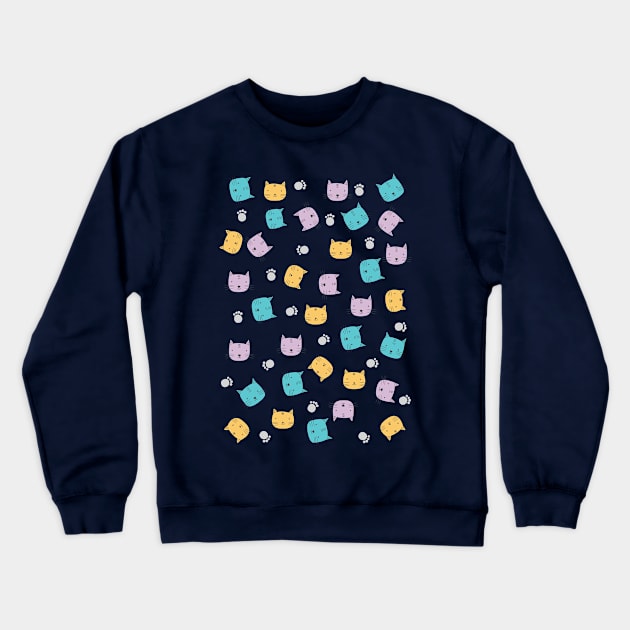 Kitties Pattern Crewneck Sweatshirt by burropatterns